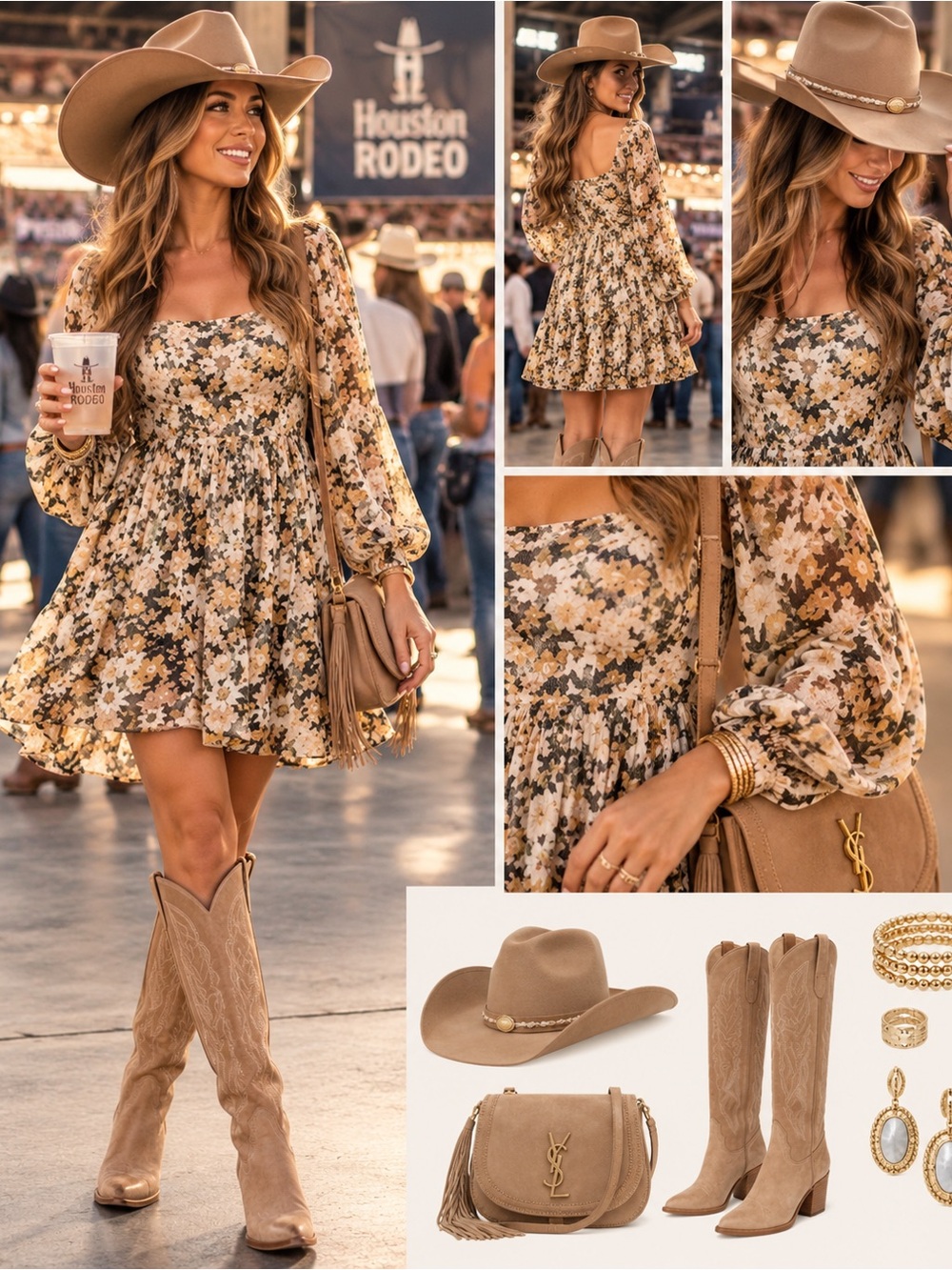 Irridescent Floral Long Sleeve Dress